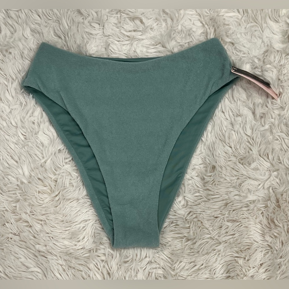 NEW Victoria's Secret‎ Swim High-Waisted Terry Cloth Bikini Bottom Green Small